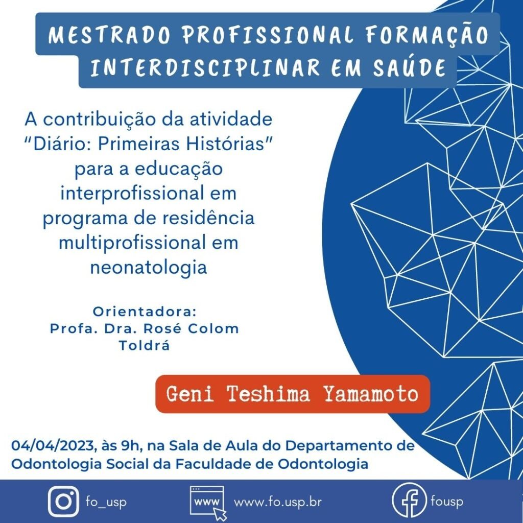 Leia mais sobre o artigo Defesa de Mestrado Profissional Formação Interdisciplinar em Saúde de Geni Teshima Yamamoto