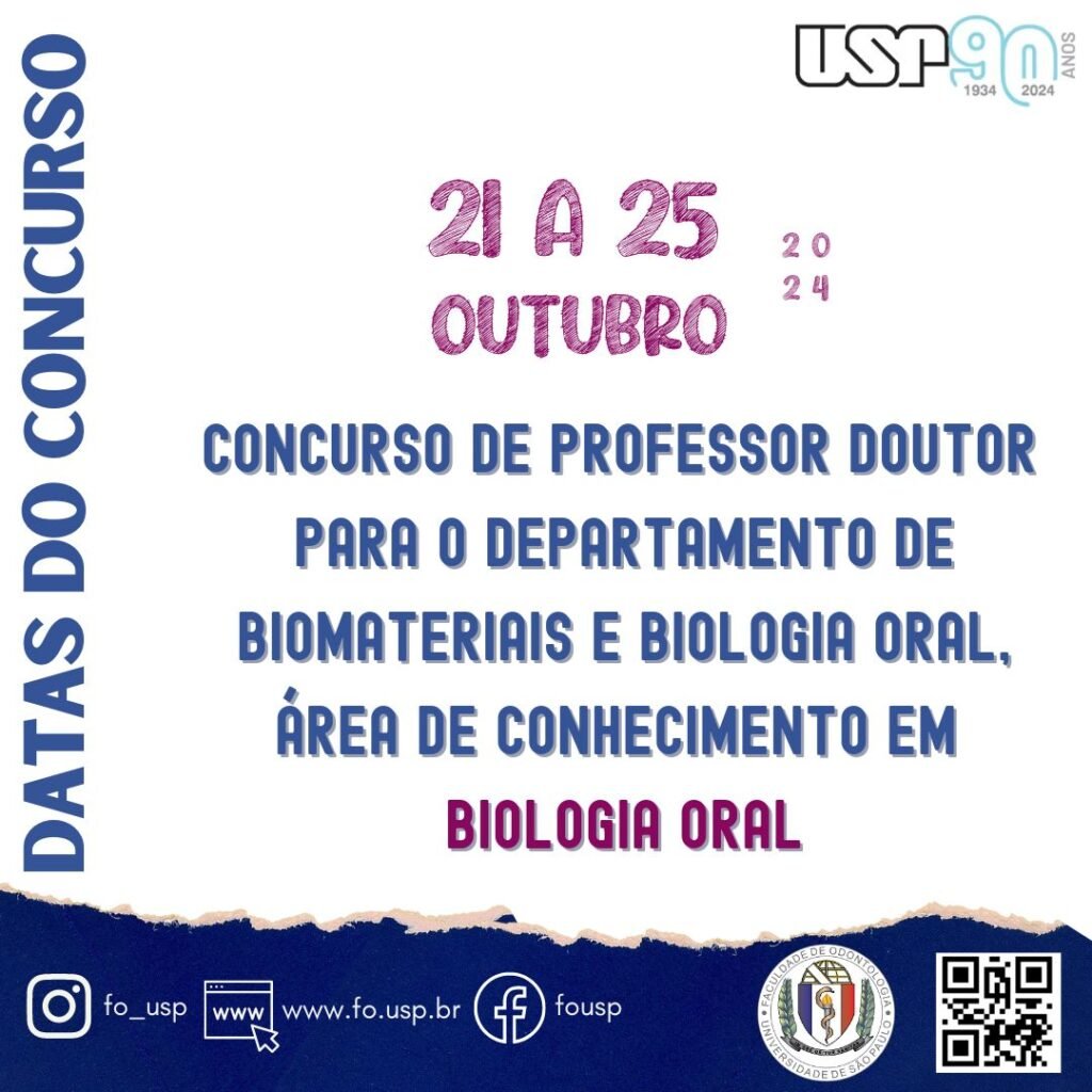 Leia mais sobre o artigo Concurso para Professor Doutor do ODB, área de conhecimento em Biologia Oral